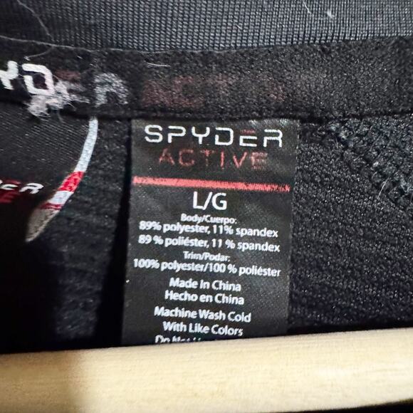 Spyder Men' Large Black Active Long Sleeve ProWeb Microfleece Tee T-Shirt - Picture 3 of 4